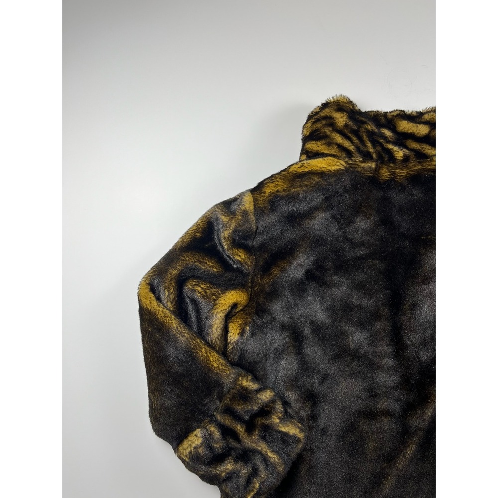 Dennis Basso Faux Fur Jacket Brown Gold Heavy Warm Luxurious Thick Large - Picture 11 of 12